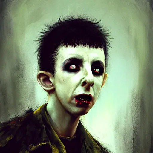 Image similar to young marc almond as a zombie looking somber, 7 days to die zombie, gritty background, fine art, award winning, intricate, elegant, sharp focus, cinematic lighting, digital painting, 8 k concept art, art by michael hussar, art by brom, art by guweiz and z. w. gu, 8 k