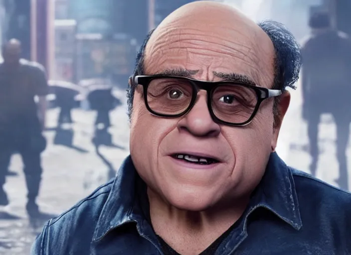 Image similar to video game still of danny devito in the video detroit become human,