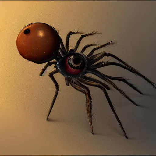 Prompt: tiny embryonic horse creature with 8 spider legs and one large eye for a head, trending on artstation, scary, subsurface scattering, horse, spider