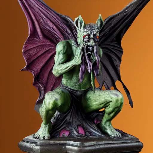 Prompt: colorful agony of the biting imps gothic gargoyle statue