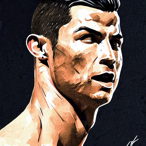 Image similar to cristiano ronaldo, by rossdraws, adrian wilkins, enoch bolles