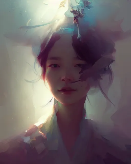 Image similar to a beautiful portrait by cory loftis, fenghua zhong, ryohei hase, ismail inceoglu and ruan jia. volumetric light, artstation