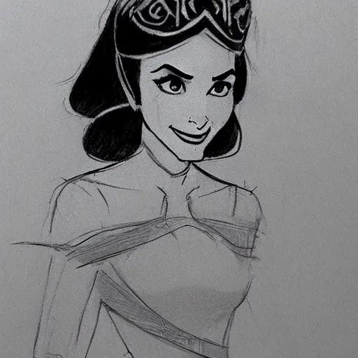 Prompt: milt kahl sketch of victoria justice as princess padme from star wars