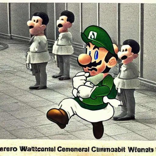 Image similar to Nintendo Luigi war crimes trial historical archive photography Smithsonian