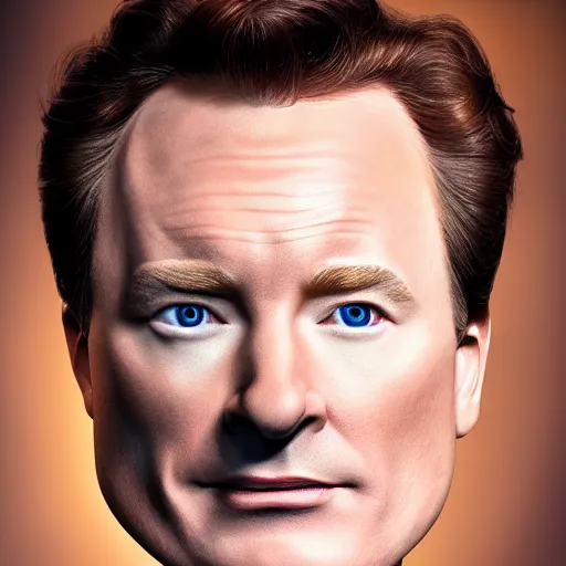 Image similar to photo portrait of the lovechild of conan o'brien, stephen colbert, jimmy kimmel, jimmy fallon, and seth meyers, realistic, hyperrealistic, 8 k resolution, hd quality, very detailed, highly detailed, intricate details, real life, real world, trending on artstation, digital art, really realistic, very realistic, headshot, head in frame, photograph, portrait