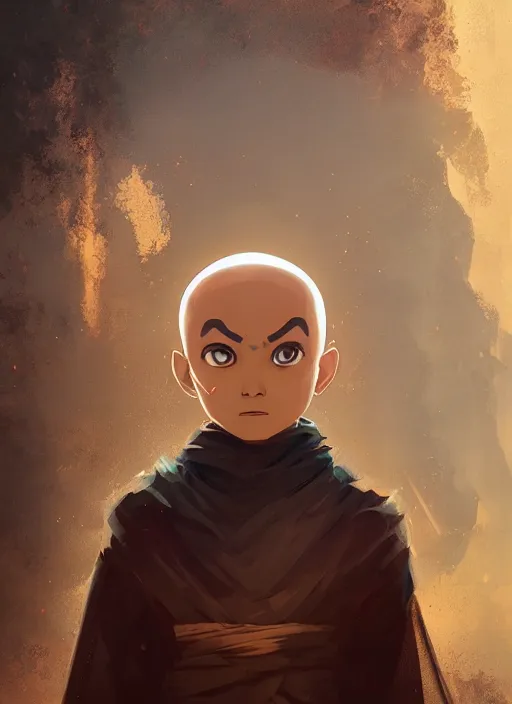 Image similar to highly detailed portrait of aang the last airbender, unreal engine, fantasy art by greg rutkowski