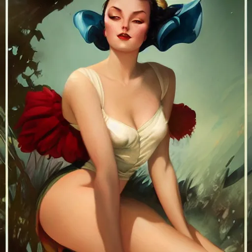 Prompt: a pinup by charlie bowater and anna dittmann and gil elvgren.