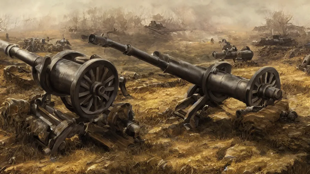 Prompt: howitzer cannon, world war 2, high quality, artstation