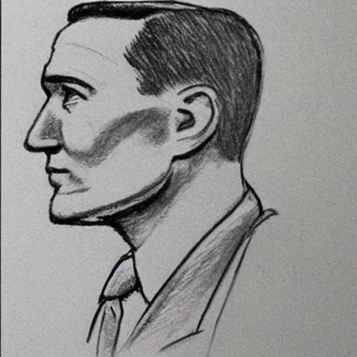 Prompt: courtroom sketch of d. b cooper