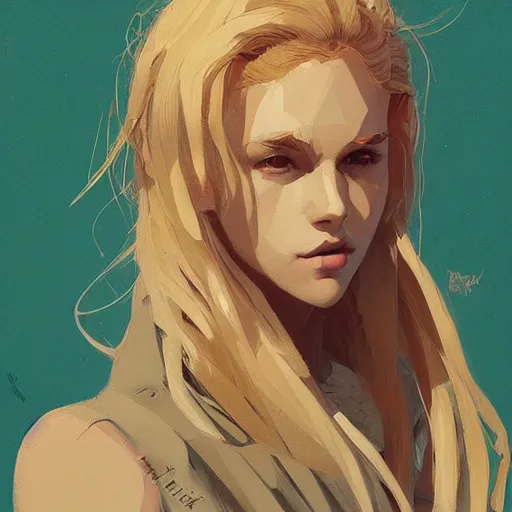 Image similar to Beautiful girl with blond hair profile picture by Greg Rutkowski, asymmetrical, Organic Painting , Matte Painting, geometric shapes, hard edges, street art, trending on the artstation:2 by Sachin Teng:4