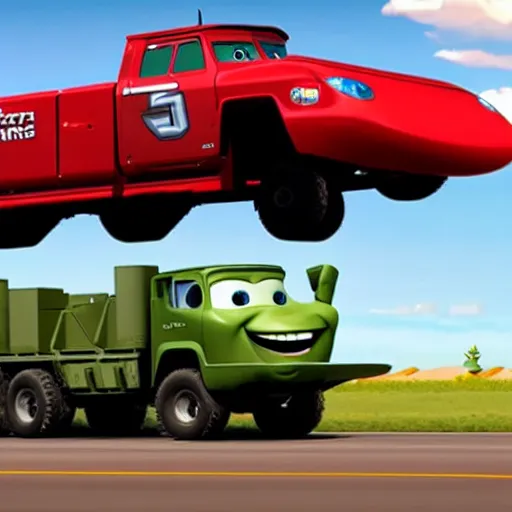 Image similar to HIMARS in Cars Pixar movie