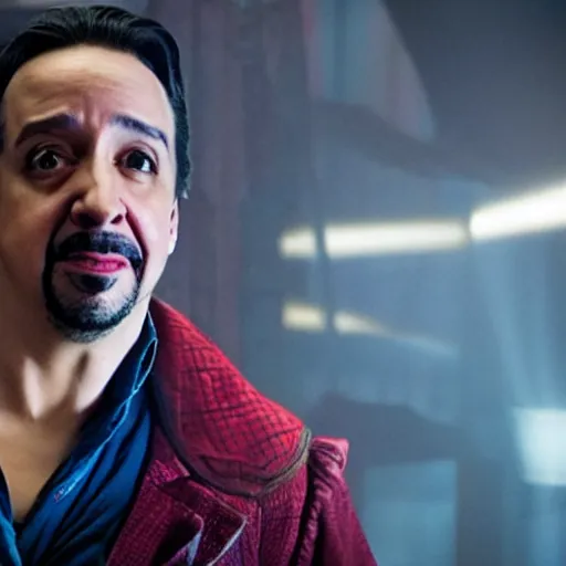 Prompt: A movie still of Lin-Manuel Miranda as Zombified version of Dr Strange, dynamic lighting, 8k, Heroic Pose, 2022 picture of the year