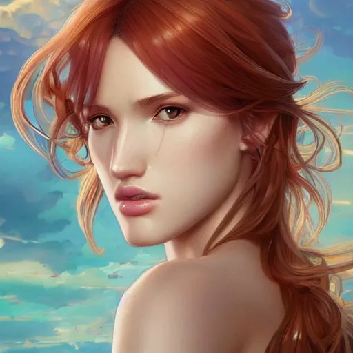 Image similar to ultra realistic illustration, bella thorne as anime, intricate, elegant, highly detailed, digital painting, artstation, concept art, smooth, sharp focus, illustration, art by artgerm and greg rutkowski and alphonse mucha