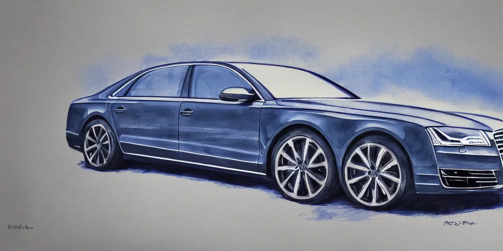 Prompt: audi a 8 water color painting, rtx, raytracing, 8 k, highly detailed, soft colors,