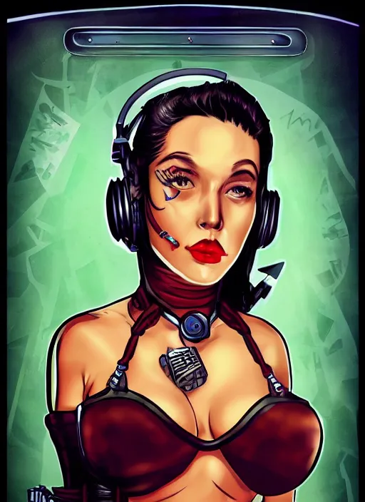 Prompt: d & d style retro sci - fi pilot pinup beautiful face and wearing full detailed clothing