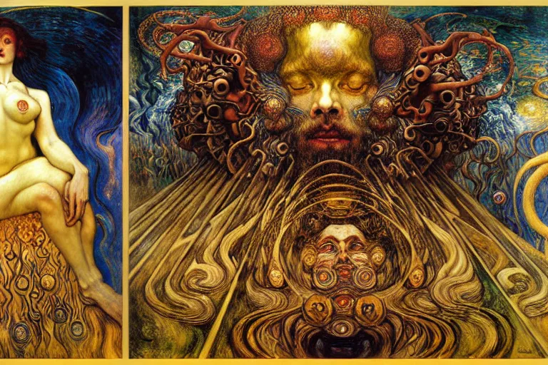 Image similar to Divine Chaos Engine by Karol Bak, Jean Delville, William Blake, Gustav Klimt, and Vincent Van Gogh, symbolist, visionary