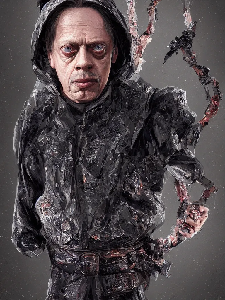 Prompt: Steve Buscemi wearing a Ninja outfit, character design, concept art, intricate details, photorealistic, diffuse lighting, bokeh, DoF, Arnold render