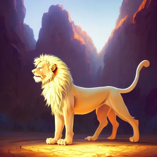 Image similar to commission of an anthro albino lion wearing golden victorian armor, game design fanart by concept artist gervasio canda, behance hd by jesper ejsing, by rhads, makoto shinkai and lois van baarle, ilya kuvshinov, rossdraws global illumination radiating a glowing aura global illumination ray tracing hdr render in unreal engine 5, dramatic