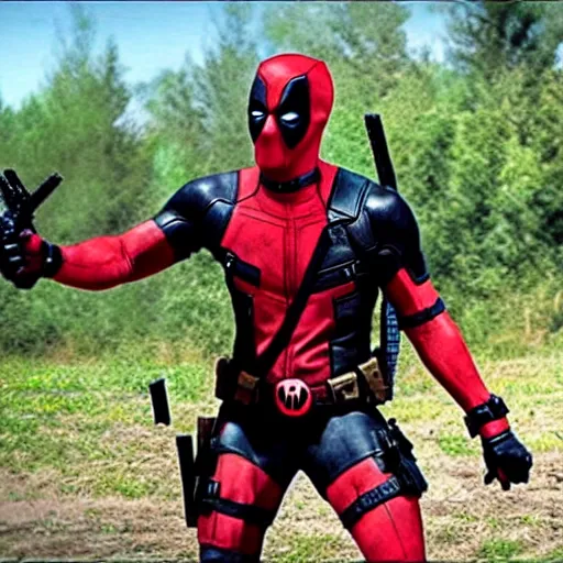Image similar to deadpool in the walking dead 4 k detailed super realistic