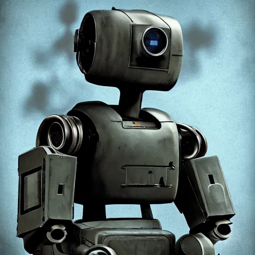Prompt: military robot, brute, developed weapons, film grain, Artstation , 8K resolution,