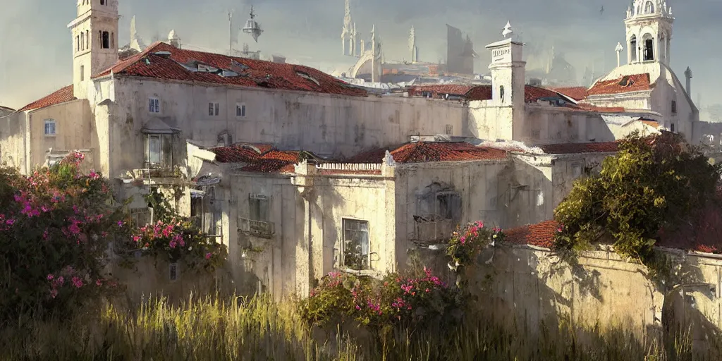 Image similar to lisbon, beautiful views, painterly concept art, joanna gaines, environmental concept art, farmhouse, magnolia, concept art illustration by ross tran, james gurney, by craig mullins, by greg rutkowski