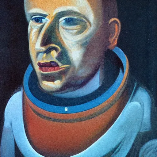 Prompt: portrait of First Man on Mars by Francis Bacon