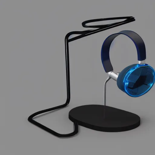 Image similar to headphone stand machine, futuristic, techno, cyberpunk, product design, render, concept, fun, swag