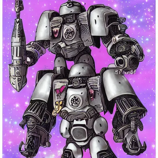 Image similar to magical girls wearing imperium space marine armor, studio ghibli illustration