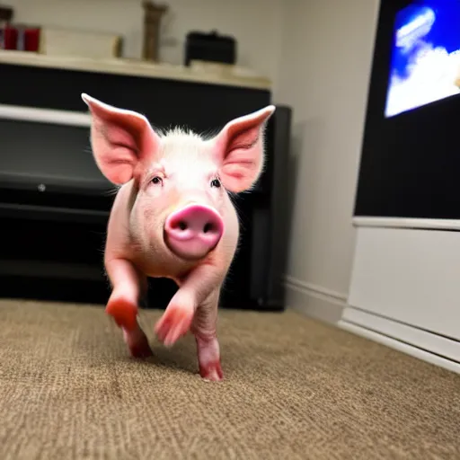 Prompt: a pig playing on the xbox