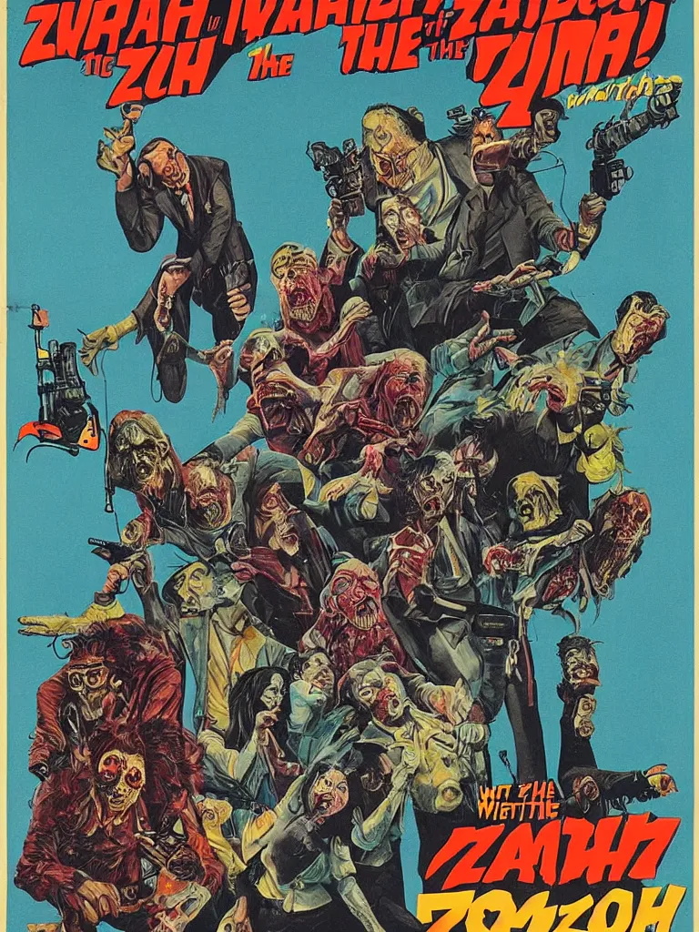 Prompt: poster for the movie Wrath of the Space Disco Zombies, 1970s style, very detailed, text says: Wrath of the Space Disco Zombies