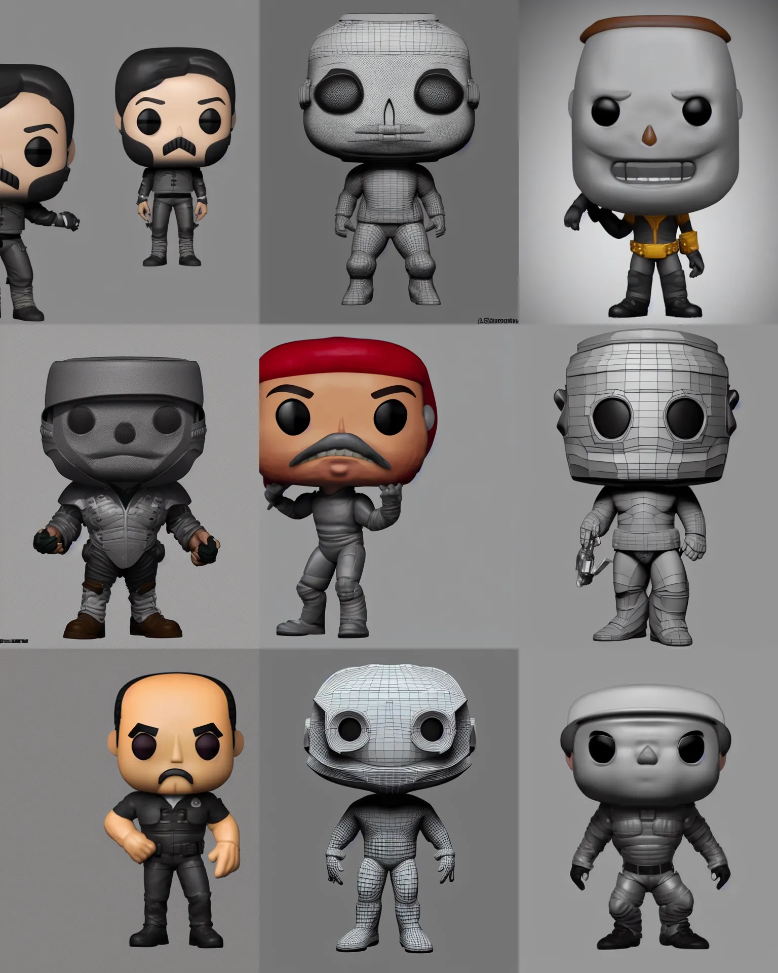 Prompt: full body 3 d render of bodyguard as a funko pop!, studio lighting, grey background, single body, no shadow, blender, trending on artstation, 8 k, highly detailed