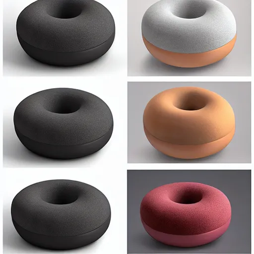 Image similar to a round donut shaped Bluetooth speaker design, soft light studio photography, archviz, minimal clean, detailed