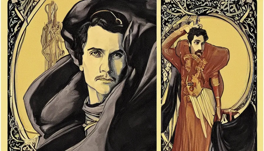 Prompt: art nouveau portrait of duke leto atreides