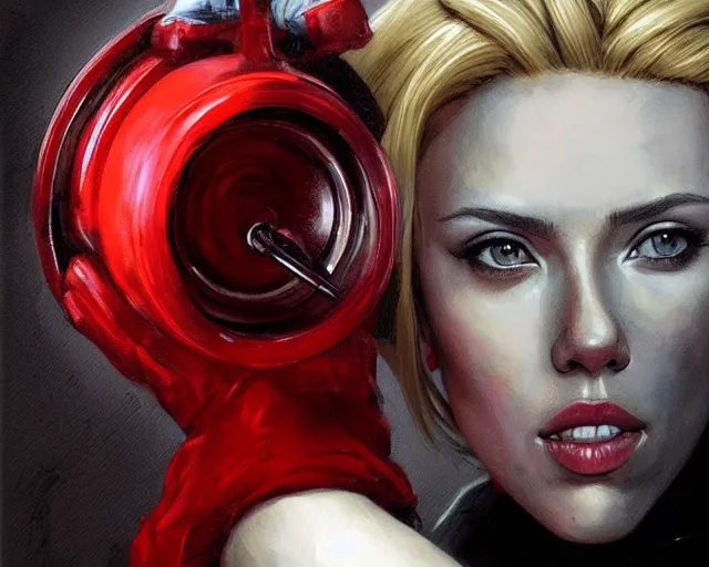 Prompt: portrait of scarlett johansson drinking cola in team fortress 2 style, detailed face, dark fantasy art, fantasy, pretty, hd shot, digital portrait, beautiful, artstation, comic style, by artgerm, guy denning, jakub rozalski, magali villeneuve, neoartcore and charlie bowater