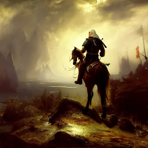 Image similar to geralt of rivia by andreas achenbach