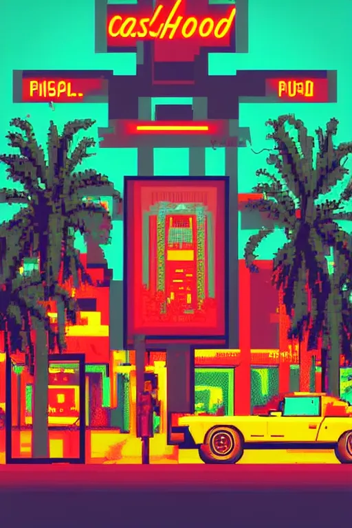 Image similar to life in the caspian hood. pixel art, gta vice city art style. pop art, no duplicate image, glowing lights, ultra details, digital painting, artstation, concept art, smooth, sharp focus, illustration, intecrate details, art by richard hamilton and mimmo rottela, pixels art by kirokaze and paul robertson