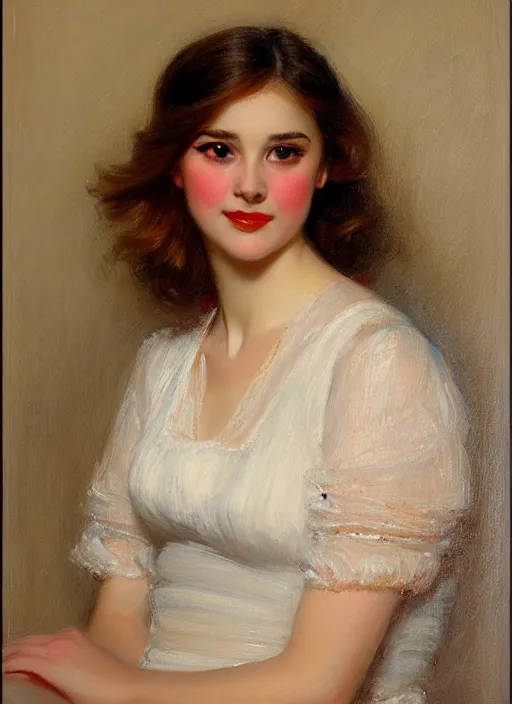 Prompt: a portrait of a pretty young lady by albert lynch