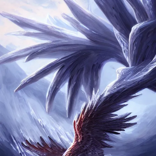 Image similar to Majestic Frost Phoenix in a snowy landscape, magic, epic, fantasy, artstation