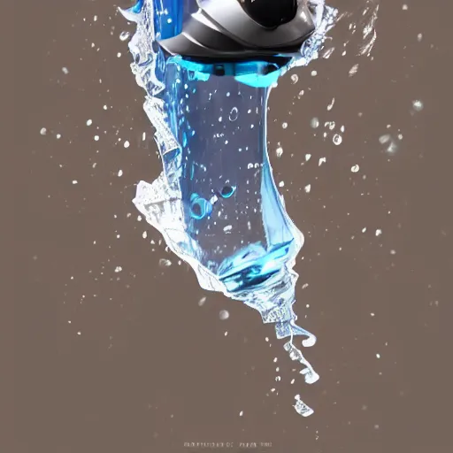 Image similar to a bottle of water falling through the depths of despair, artstation