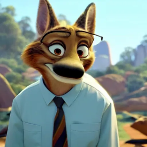 Prompt: still from the movie Zootopia depicting Walter White as an anthropomorphic animal character