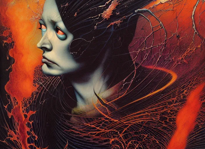 Prompt: dark transmigration of the soul, by francis bacon, by ayami kojima, by amano, by karol bak, greg hildebrandt, by mark brooks, by alex grey, by zdzisław beksinski, by takato yamamoto, radiant colors, ultra detailed, high resolution, ultra detailed, high resolution, wrapped thermal background