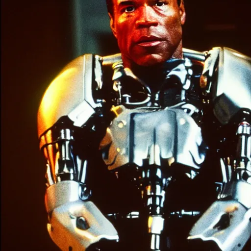 Prompt: A still of OJ Simpson as The Terminator. Extremely detailed. Beautiful. 4K. Award winning.