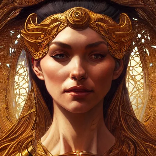Prompt: perfectly-centered-Portrait of a sinister Goddess, intricate, highly detailed, digital painting, artstation, concept art, smooth, sharp focus, illustration, Unreal Engine 5, 8K, art by artgerm and greg rutkowski and alphonse mucha
