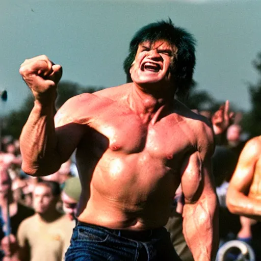 Image similar to hulk performing at woodstock