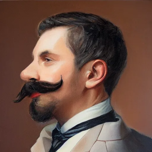 Image similar to detailed portrait painting of gentleman with a glorious moustache