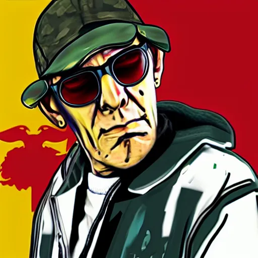 Prompt: Hunter S Thompson as a GTA load screen