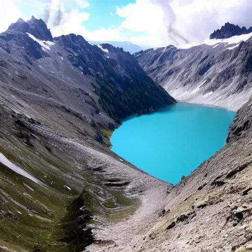 Prompt: took a pic of this exploding lake while hiking in the alps #nature #explosion