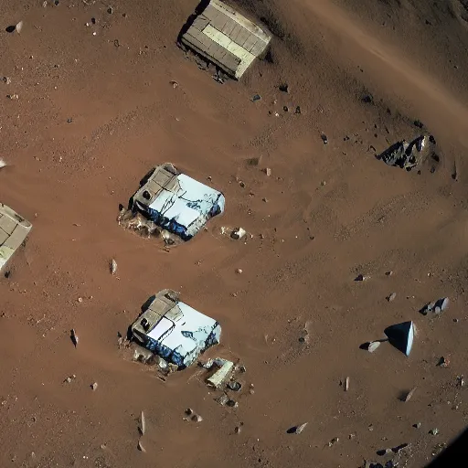 Image similar to ariel shot of a martian colony, detailed mars exploration