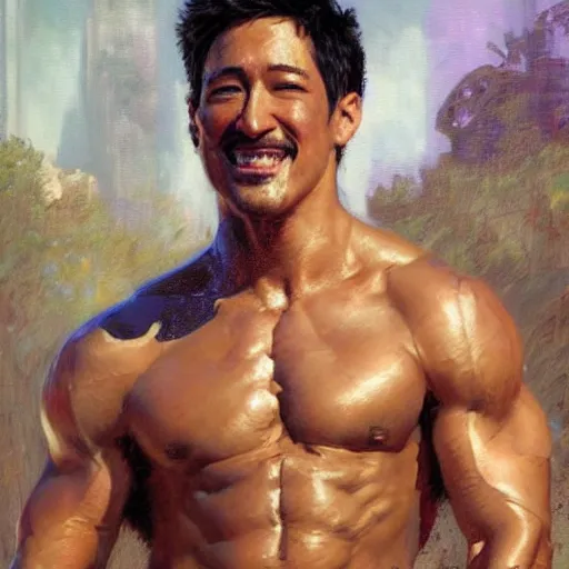 Image similar to Markiplier with a shredded body type, painting by Gaston Bussiere Craig Mullins