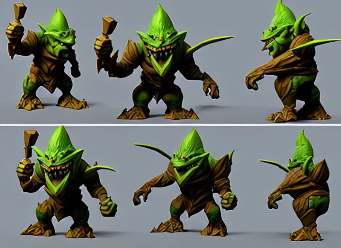 Image similar to armored goblin troll, stylized stl fantasy miniature, 3 d render, activision blizzard style, hearthstone style